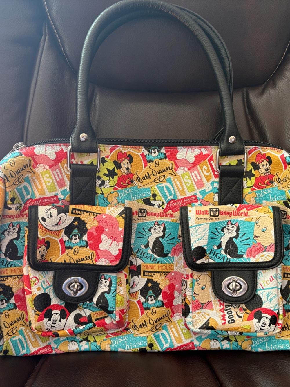 Disney Comic Panel Tote in Red, Yellow, Blue, Black